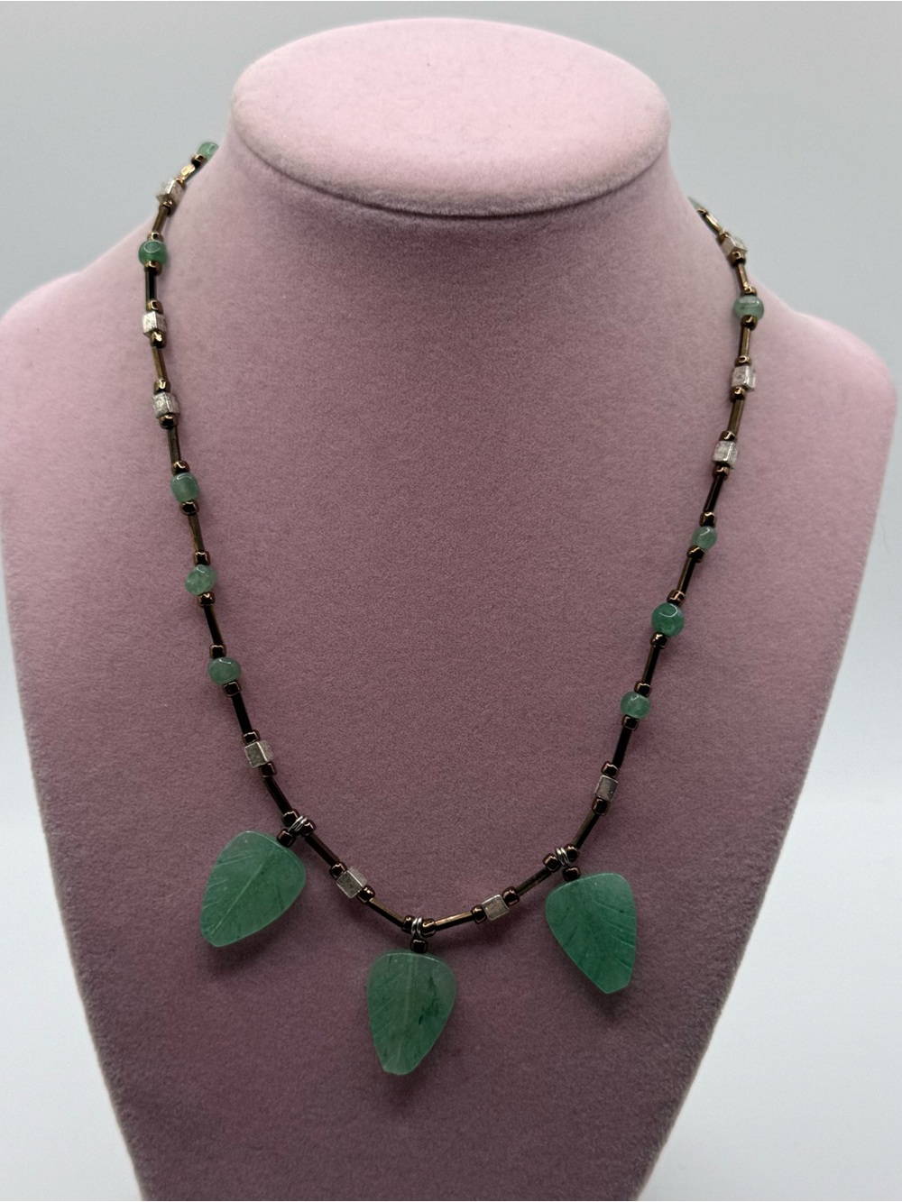 Jadeite Leaf Bead Necklace